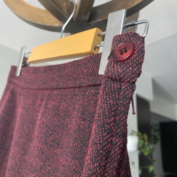 GANNI Burgundy Textured Midi Length Skirt Size S - Picture 4 of 7